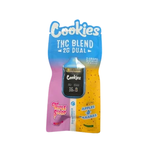 Desechable dual chamber Cookies Triple Scoop y Apples and Bananas, THC-A 2000 mg, dos cámaras independientes, cepa híbrida